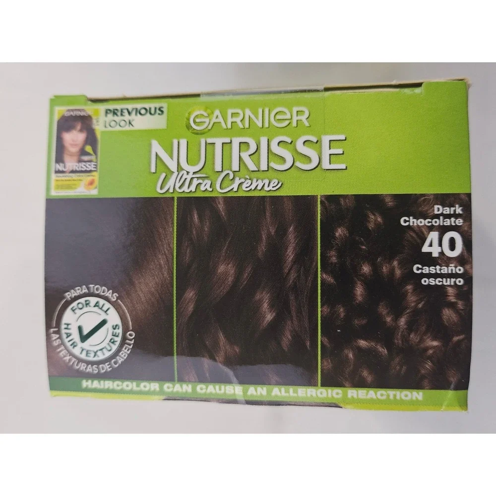 Garnier Nutrisse Ultra Hair Color 40 Dark Brown Nourishing Vegan Formula 2 Boxes